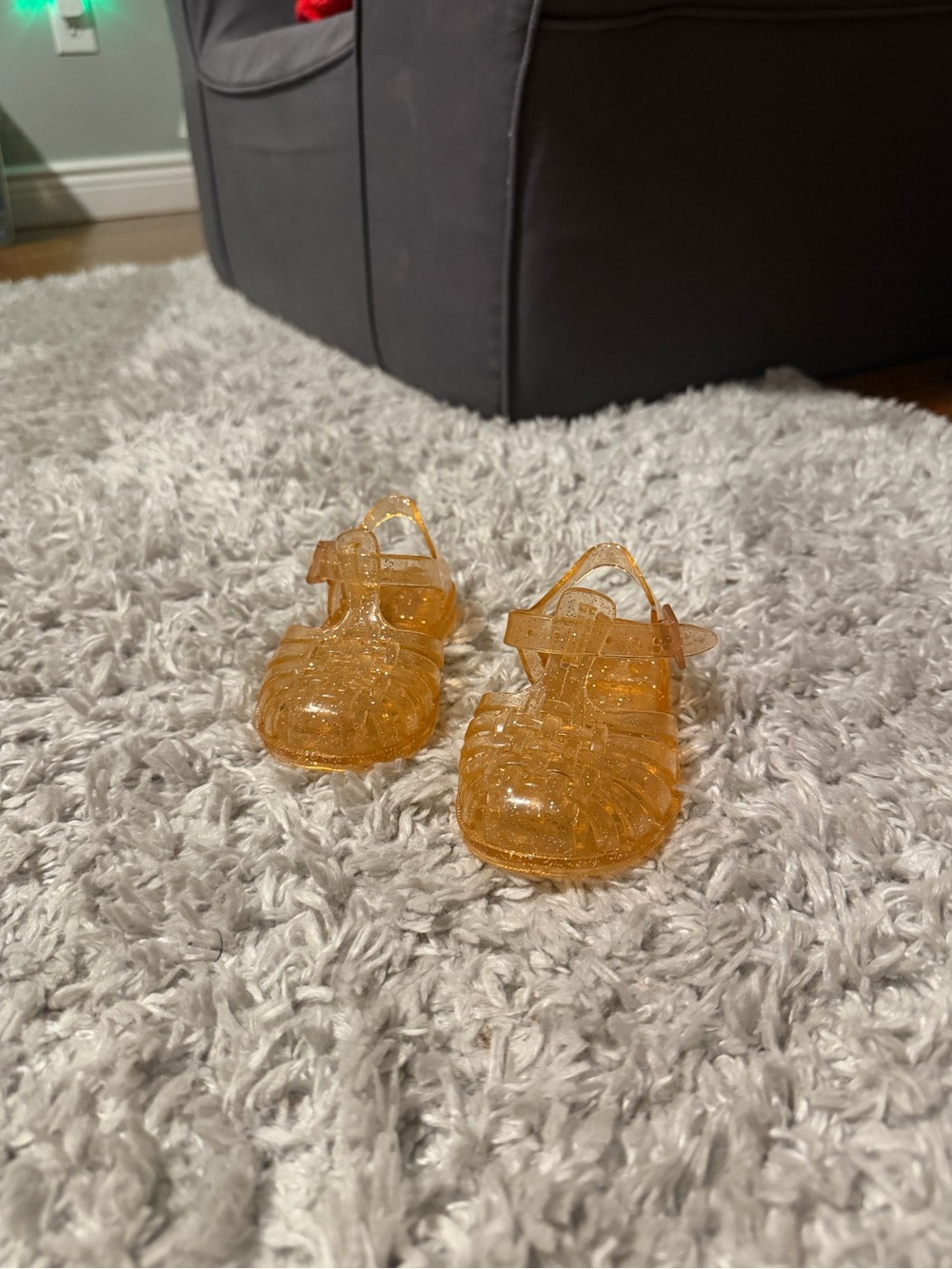 Kids Orange Glitter Jelly Sandals - Comfortable Summer Shoes